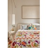 Suzani" bed throw, embroidered by hand, with bohemian flowers