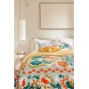 Suzani" bed throw, embroidered by hand, with bohemian flowers