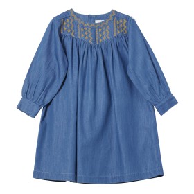 Robe fille brodée Denim/Indigo