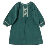 Girl dress with embroidery in corduroy Vert