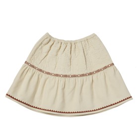 Girl's skirt in embroidered velvet Ecru