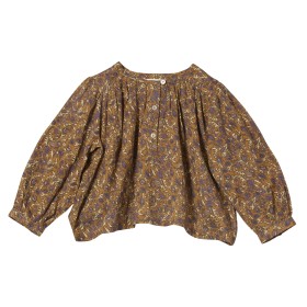 Bohemian flowers print girl blouse Caramel/Lila