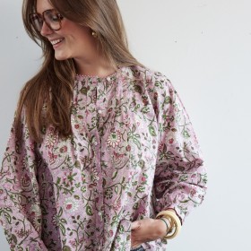 Blouse femme imprimée fleurs Indiennes - Parme