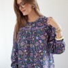 Blouse femme imprimée fleurs - Indigo