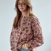 Women's blouse with pink Indian flower print