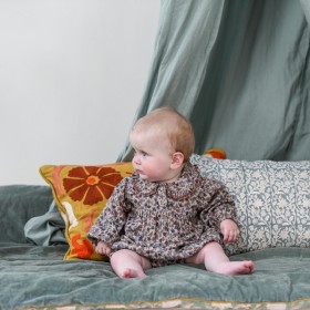 Floral print corduroy baby overall Rose/Terracotta