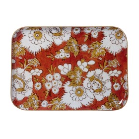 copy of Bohemian chic tray with enameled metal flowers