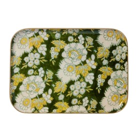 copy of Bohemian chic tray with enameled metal flowers