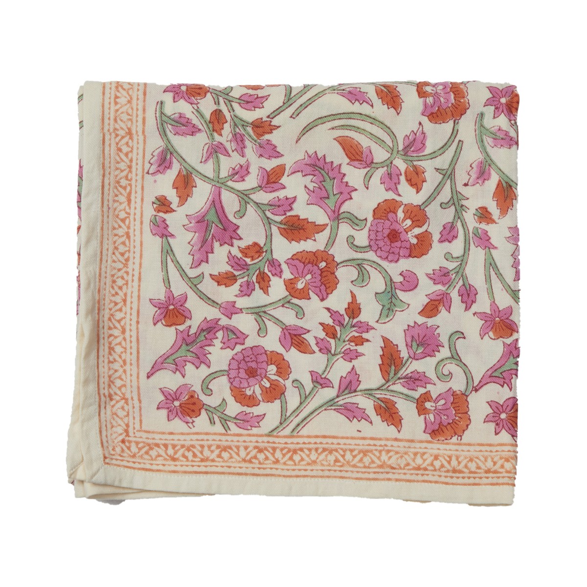 SCARF WITH « INDIEN » FLOWERS PRINT PAPAYA