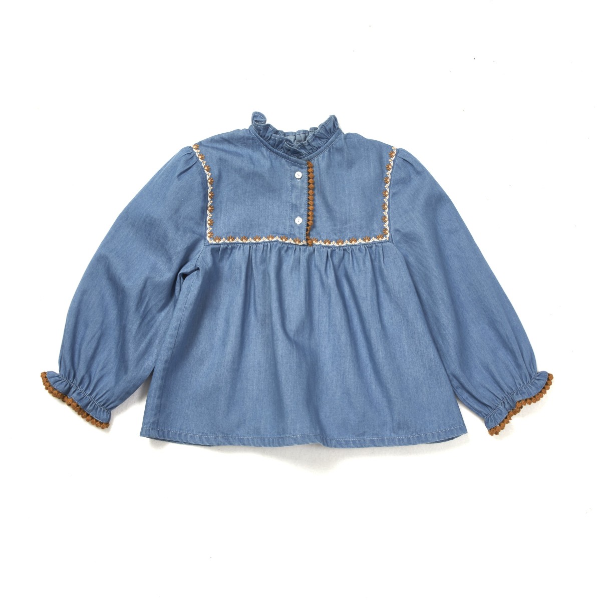 Blouse imprimée fleurie ou denim brodé Gina