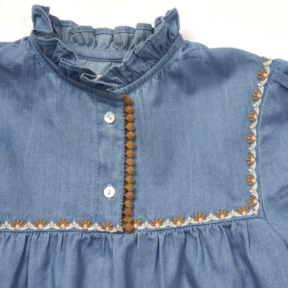 Blouse imprimée fleurie ou denim brodé Gina