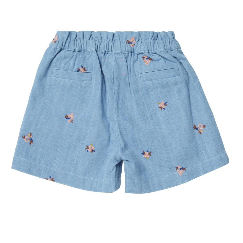 Short jean brodé fleurs Vahine