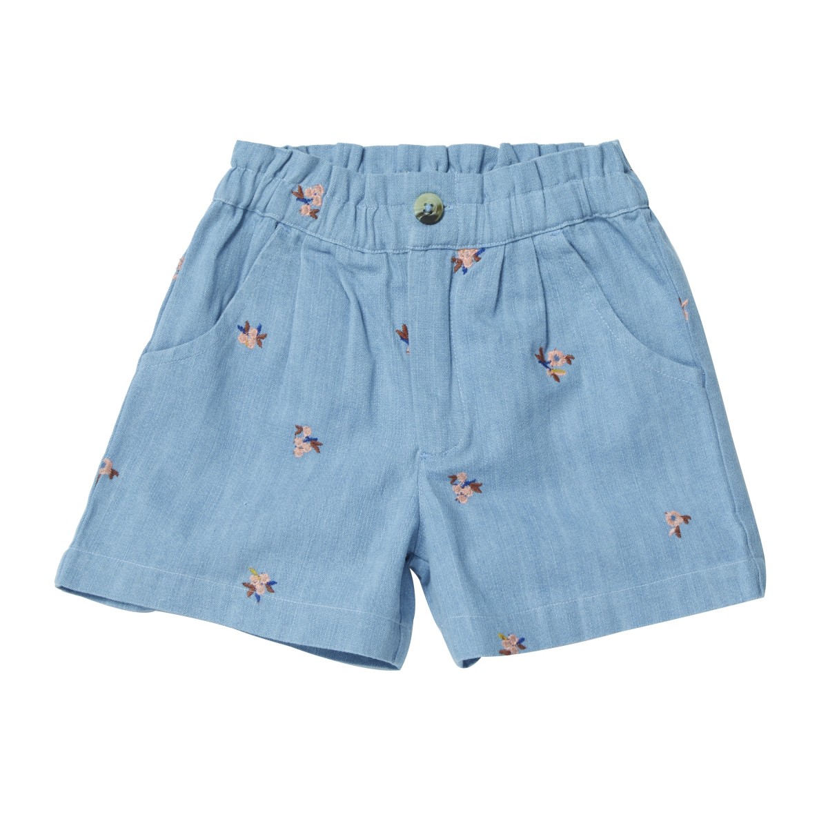 Short jean brodé fleurs Vahine