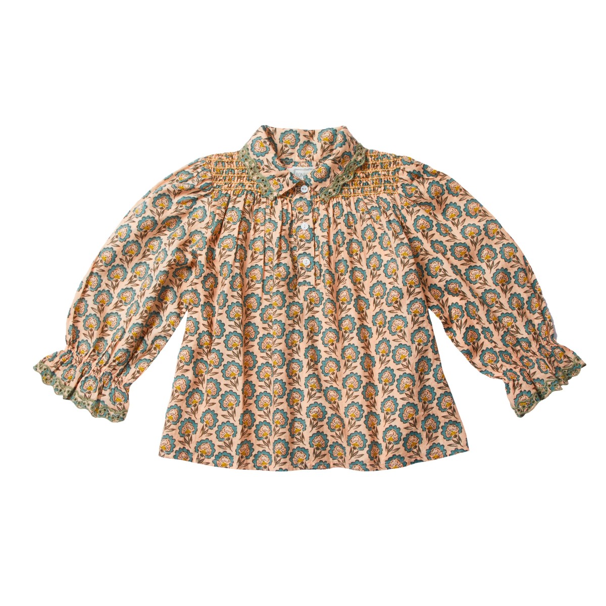 Blouse Alma Rosée/Bleu Vert